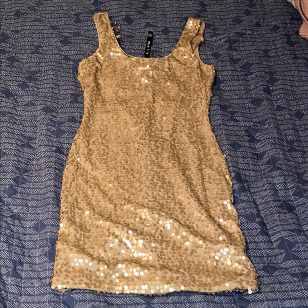 Gold sequin dress